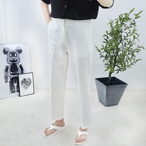 (28~34) 남자 여름 빈티지 가먼츠 워싱 린넨 슬랙스 팬츠 9부 바지 5컬러