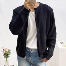 남자 라운드 투웨이 집업 하찌 보풀없는 니트가디건 그레이 블랙