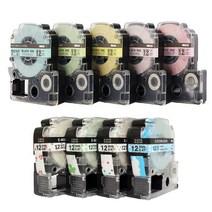 정품아닙니다. 엡손 호환 라벨 프린터 테잎 TAPE 테이프 카트리지 6mm 9mm 12mm 18mm 24mm 36mm 예쁜 파스텔 꽃모양 라벨 프린터 테이프, 라벨SS9KW흰색바탕/검정글씨