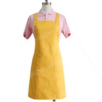 앞치마 맞춤형 로고 크리에이티브 스트랩 앞치마 데일리 숄더 앞치마 샵 작업복 심플 디자인, 70x75, 노란색