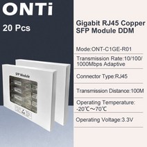 고속 광섬유 케이블 절단기 탐지기 onti 기가비트 rj45 sfp 모듈 1000mbps sfp 구리 rj45 sfp 트랜시버 모듈 ciscomikrotik 이더넷 스위치와, 20개