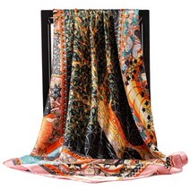 2022 새로운 90*90cm 레트로 브랜드 여성 실크 스카프 Bandanna 패션 보헤미안 패턴 광장 Hijab 레이디 랩 머리띠 풀라 우드 머플러