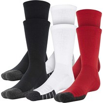 Under Armour 성인용 퍼포먼스 테크 크루 양말 L 여러 레드색의 멀티 6켤레 1팩