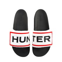 헌터 슬리퍼 오리지날 테리 타월링 로고 슬라이드 WFD1035MAS_WHB