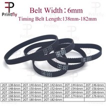 타이밍 벨트 풀리 타임 Printfly 2GT/GT2 타이밍 벨트 138 140 142 144 146 148 150 152 154 156 158 160, 2GT-140_벨트 폭 6mm 1개
