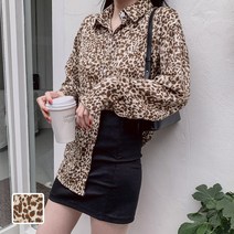 베이지데이 네오타드 블라우스 도네키 호피 긴팔 셔츠_FREE