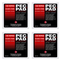 PEC-PAD 보풀 없는 물티슈 10.2 x 10.2cm(4 4인치) 비마모성 울트라 소프트 천 카메라 렌즈 필터 필름 스캐너 망원경 현미경 쌍안경과 같은 민감한 표, 100 Count (Pack of 4)