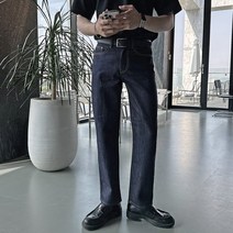 셀비지데님 남자코팅진 세미와이드데님 블랙진 흑청