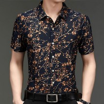건달셔츠 상의 남방 꽃무늬 남자 컨셉 복고풍 반소매 아메카지