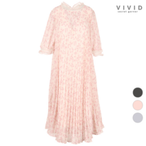 [비비드 시크릿가너] [VIVID SG][VIVID SG] 이중카라 플리츠 쉬폰 원피스 V