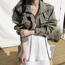 [레티고] 터틀 지퍼 포켓 스트링 크롭 자켓