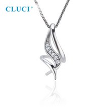 우정 목걸이 CLUCI 진주 펜던트 설정 진짜 925 실버 6 8mm 라운드 구슬 DIY 고급 보석 만들기 SP446SB펜던트