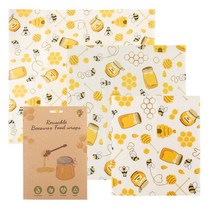 밀랍 식품 포장 런치 팩 3 개 세트 재사용 가능한 빵 과일 및 지속 보관 주방 정리함, 01 1SET 3pcs
