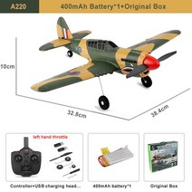 RC전투기 RC비행기WLtoys A220 RC 비행기 2.4G 라디오 원격 제어 6G/3D 스턴트 전투기 폼 항공기 모델 완구, 05 A220 1B 2USB LEFT