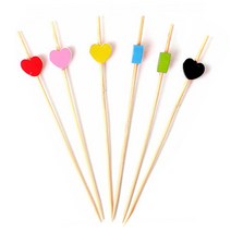 하트 대나무 과일꼬지 100p (수제햄버거 샌드위치 떡꼬치 과일꽂이 디저트 산적 요지 이쑤시개), 노랑