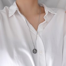 써지컬스틸 블랙 코인 빈티지 정려원 롱 목걸이