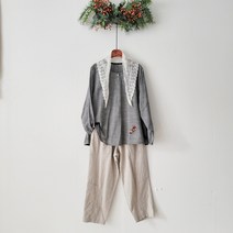 데일리 유행없는 간절기 국내제작 면 깨 고방 체크 잔체크 빅사이즈 블라우스 이플