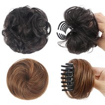 볼륨 가발 집게핀 여자 똥머리 당고머리 만두머리 올 여성 부분 올림머리, 야리쿠팡1 1, 야리쿠팡1 03.풍-다크브라운
