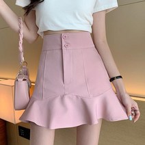 핑크 미니스커트 A라인 밑단 프릴 러블리한 치마 코디