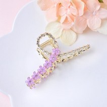 메르시밴드 비즈플라워 헤어집게 1P 퍼플 (핀대11cm)