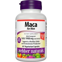 미국직구 Weber Naturals Maca for Men Organic Maca 1 650 mg Fenugreek Per Pill 9 990 mg 60개의 채식 캡슐 에너지와 무드를 하는 글루텐 프리 Non-GMO 비건스 적합, 수량, 상세참조