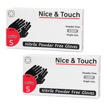 나이스앤터치 니트릴장갑 블랙 100매입 2개, XS 2박스