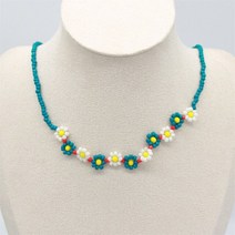 여름목걸이 보헤미안 여름 사랑스러운 데이지 꽃 여성 구슬 장식 숏 칼라 초커 목걸이 휴가 주얼리