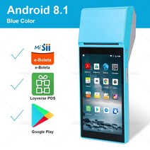 안드로이드 POS PDA 터미널 열 무선 모바일 프린터 58mm 영수증 BT 빌 와이파이 NFC 스캐너 올인원 시스템, 05 Blue Standard_01 EU 플러그