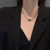 춘게엘 흑보석 모던한 목줄 목걸이 wdn7032 이중 기하학 목걸이