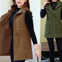 Myshe 빅사이즈 봄 여름 캐주얼 조끼 면 소재 야상 조끼N05 wwc701ty