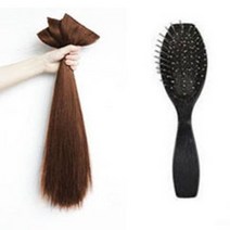 일월전빵 긴생머리 똑딱이 헤어피스 붙임머리 50cm 2피스 3개+가발빗, 라이트브라운