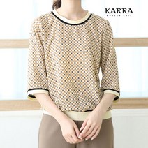 카라 KARRA (77까지)로망클로버배색7부블라우스_KB2FBL049C
