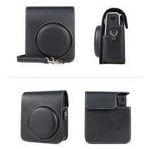 pu 가죽 보호 가방 케이스 커버 fujifilm instax mini 40 즉석 필름 사진 카메라 with shoulder 탈착식 스트랩, 미니 40 블랙