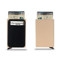 다목적홀더 자동 팝업 RFID ID 카드 남성 지갑 미니 패키지 알루미늄 금속 보호 장비 보관 가방 스마트 퀵, 03 Gold
