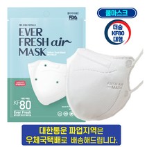 더숨 KF80 대형 새부리형 숨쉬기 편한 쿨링감소재 귀통증없는 특수밴드 적용 에버프레쉬 보건용 마스크 1매입 개별포장, 1set, 20매