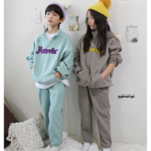 겨울 아동 주니어 유아 키즈 초등학생 남아 여아 후리스 맨투맨 티셔츠 조거 바지 상하세트 5~21호까지 남매룩 형제룩 쌍둥이룩 등원룩 스쿨룩 커플룩 츄리닝 트레이닝 상하복 세트