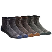 디키즈 남성용 Dri-Tech 수분 조절 쿼터 양말 멀티팩 차콜 (12쌍), Heathered Grey (6 Pairs)