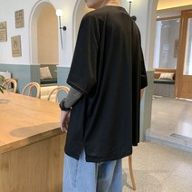 반팔티셔츠남자 솔리드 무지 유행 CEC 와이드 루즈핏 심플 멋지다 T트렌드 5부 2251434804