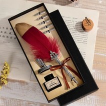 만년필 깃털펜 세트 4종 펜촉 잉크 퀼펜 왁스 캘리그라피펜 깃펜 인장, 단품