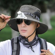 Ogfaour선풍기 모자 남 여름 얇은 통기성 벙거지 모자 야외 등산 썬캡 낚시 모자 남성 썬캡B0149