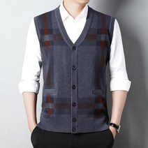 남성조끼 니트 가을겨울 비즈니스 배색 리얼 포켓 베스트