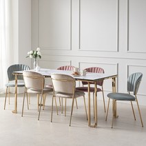 2개set 엘린까사 마리아 골드 벨벳 의자 식탁 카페 테이블 인테리어 디자인 1인 예쁜 의자 라운지체어 3color, 핑크 핑크