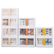 LHR 투명 옷장 보관함 의류 장난감 책 저장 수납 가정용 플라스틱 대용량 수납장, 설치 없음 32L-Blue