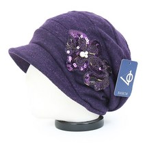 베이직엠 여성 겨울모자 반다나 두건 챙비니 반짝 스트라이프 사이드 진주꽃