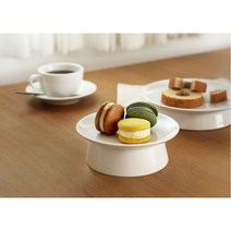 예쁜 도자기 그릇 디저트 백일 파티 생일 케잌 스탠드 다과 소반 모루굽접시 화이트 3종, 모루굽접시 8인치