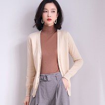 여성 봄가울 슬림 라운드 싱글 니트 가디건