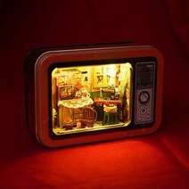 diy만들기 인형 소품 집 소형 집 키트 tv 박스 극장 가구 나무 작은 집 를위한, 01