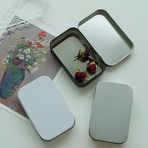 철제 알루미늄 사각 틴케이스 3color [사탕 카드 소품 정리 철 수납 깡통 보관함 굿즈 케이스], L, 실버