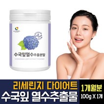 수국잎 열수추출물 분말 가루 파우더 리세린지 다이어트 AMPK효소 프로콜라겐 하이드란제놀 필로둘신 안토사아닌 효능 효과 여성 여자 뱃살 발뚝 허벅지 옆구리 살빼기 영양제 추천, 100g 1개