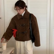 양털 롱코트 Cp 한국어 옷깃 재킷 여성 패션 경적 버튼 양고기 코트 여성 우아한 편안한 두꺼운 재킷 여성 숙녀 de01